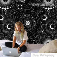 Zodiac Constellation I Mandala Bohemian Wall Hanging Tapestry