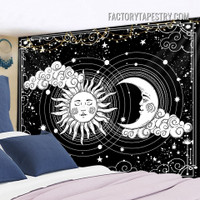 Crescent Moon Face Zodiac Bohemian Wall Tapestry Art