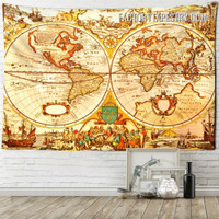 World Antique Map Typography Wall Hanging Tapestry