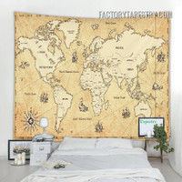 Antique World Map Typography Wall Art Tapestry