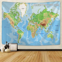 World Map Tapestry I Typography Wall Art Décor