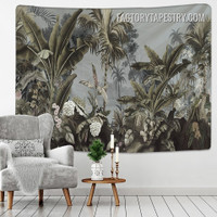 Green Tropical Plants Botanical Floral Landscape Retro Tapestry Wall Art