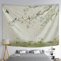 Birds in Branches Floral Vintage Wall Art Tapestry
