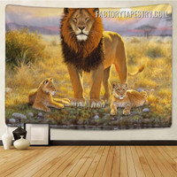 Lion Family Animal Landscape Modern Wall Art Tapestry