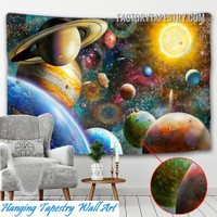 Planets in Space Cosmic Psychedelic Wall Decor Tapestry
