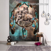 Dream Catcher Wolf Fantasy Animal Modern Wall Decor Tapestry