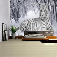 White Tiger Animal Landscape Modern Wall Hanging Tapestry