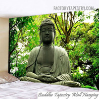 Buddha Statue III Spiritual Modern Wall Hanging Tapestry