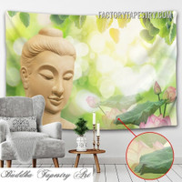 Buddha Face Statue Spiritual Modern Wall Art Tapestry