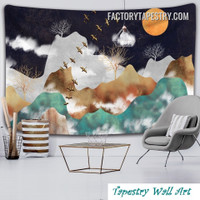 Japanese Style Mountain Landscape Modern Nature Wall Art Tapestry