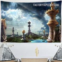Fantasy Chess Art Dream Landscape Modern Wall Decor Tapestry