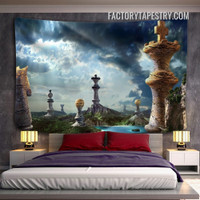 Fantasy Chess Art Dream Landscape Modern Wall Art Tapestry