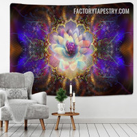 Glowing Abstract Flower Psychedelic Wall Decor Tapestry