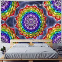 Rainbow Mandala Design Psychedelic Wall Decor Tapestry