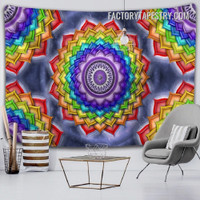 Rainbow Mandala Design Psychedelic Wall Art Tapestry