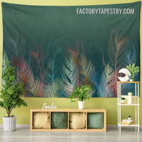 Colorful Feathers Modern Wall Decor Tapestry