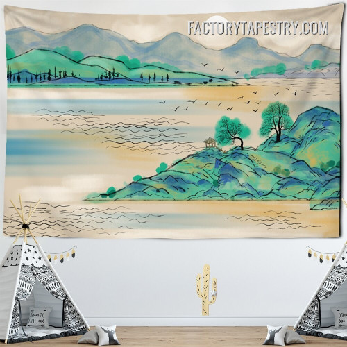 Japanese Landscape III Nature Modern Wall Decor Tapestry