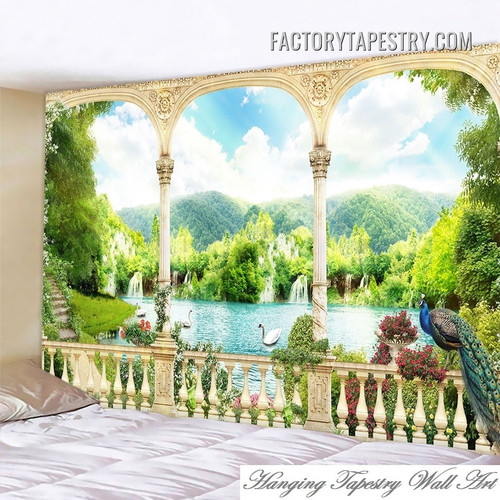 Nature Scenery Bird Landscape Vintage Wall Art Tapestry