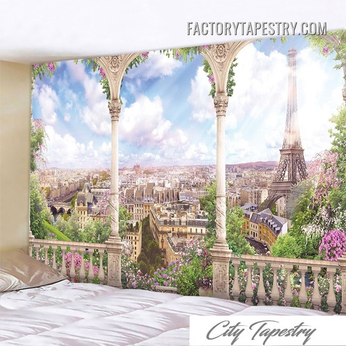 Paris City Architecture Vintage Wall Hanging Tapestry