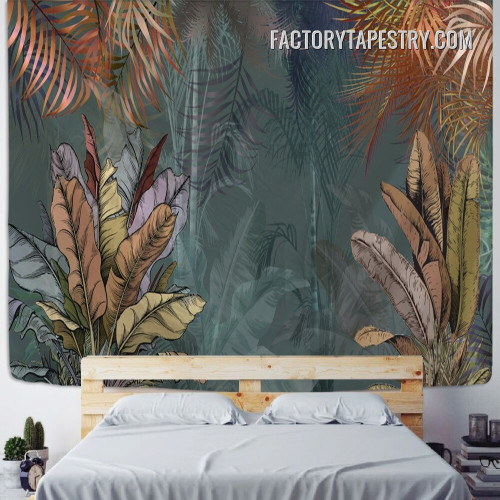 Tropical Leaves Forest Botanical Landscape Retro Wall Hanging Tapestry