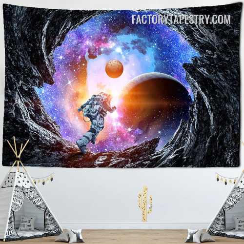 Running Astronaut Cosmic Space Modern Wall Decor Tapestry