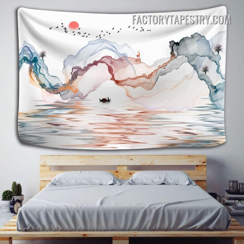 Ink Wash Landscape Abstract Modern Wall Hanging Tapestry