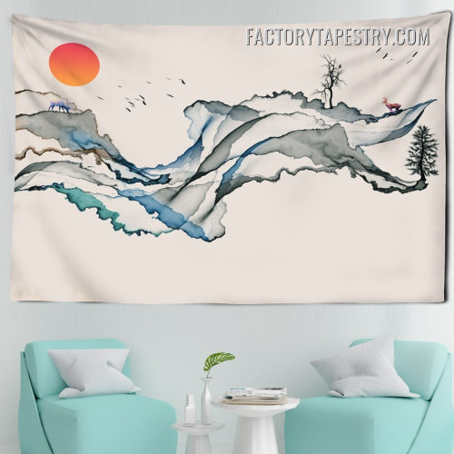 Aerial Landscape II Abstract Modern Wall Hanging Tapestry
