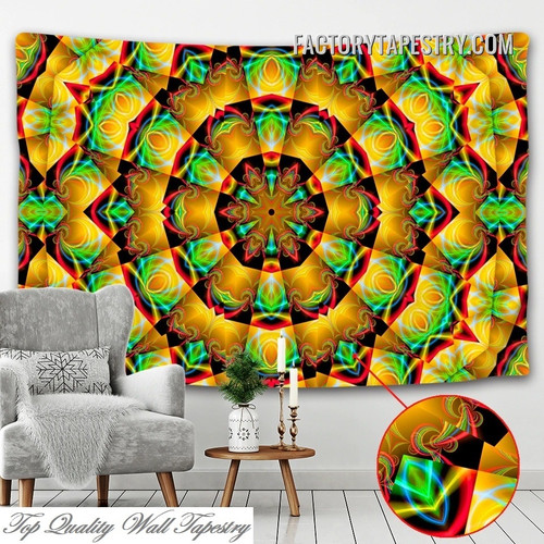 3D Fractal Design Abstract Psychedelic Wall Hanging Tapestry