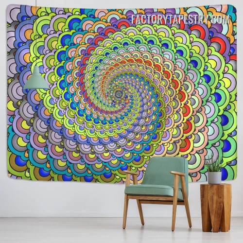 Chromatic Abstract Mandala Psychedelic Wall Hanging Tapestry