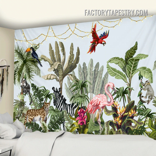 Tropical Jungle Animal Landscape Retro Wall Hanging Tapestry