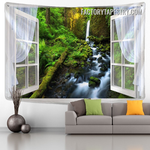 Water Flowing Tapestry Nature Landscape Modern Wall Hanging for Home Decor
