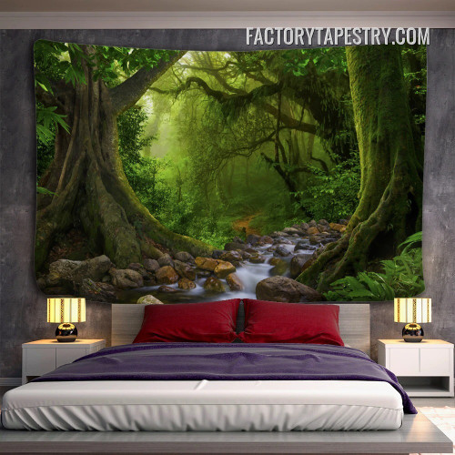 Rainforest River Nature Landscape Modern Wall Hanging Tapestry for Bedroom
