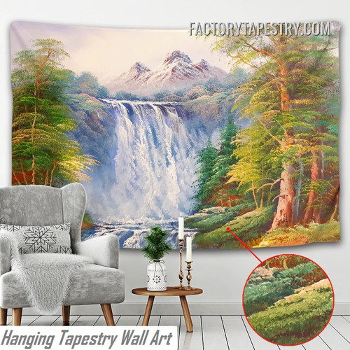 Beautiful Forest Waterfall Nature Landscape Modern Wall Hanging Tapestry for Home Decoration