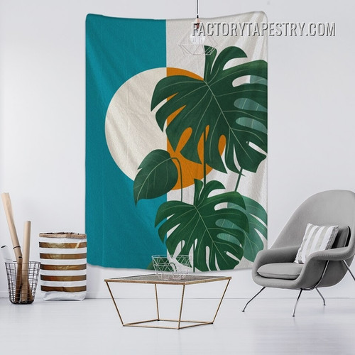 Monstera Deliciosa Leaves Botanical Abstract Nordic Morandi Wall Hanging Tapestry for Bedroom