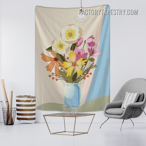 Beautiful Flower Pot Floral Nordic Morandi Wall Hanging Tapestries for Home Décor