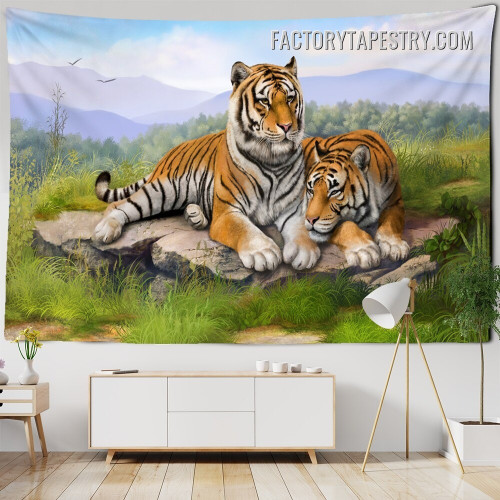 Tigers Animal Modern Wall Art Tapestry for Living Room Décor