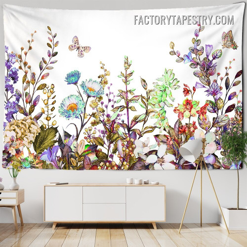 Botanical Wildflowers VII Floral Retro Wall Hanging Tapestry for Home Décor
