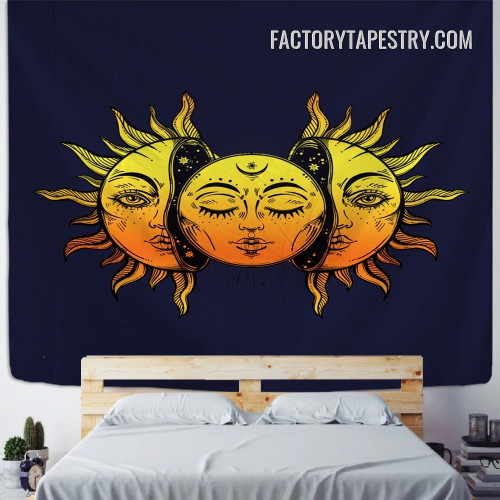 Mandala Sun Moon III Divination Bohemian Hippie Wall Hanging Tapestry for Bedroom Dorm Home Decoration