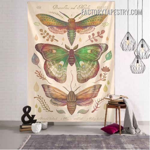 Butterflies and Moths Animal Floral Psychedelic Tapestry Wall Art