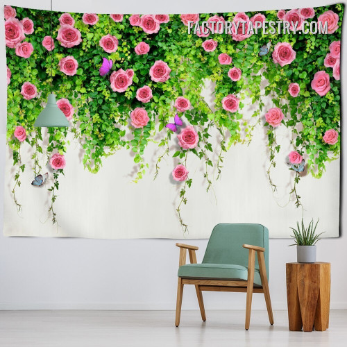 Blooming Roses Bush Floral Modern Wall Art Tapestry for Living Room Decoration