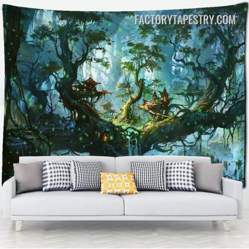 Fantasy World Forest Dreamy Landscape Modern Wall Hanging Tapestry for Home Décor