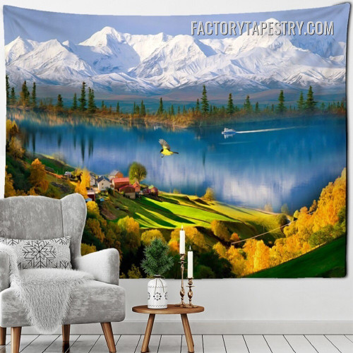 Alaska Mountain Nature Landscape Modern Wall Art Tapestry for Bedroom Dorm Home Decoration