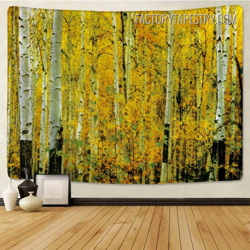 Birch Forest Landscape Wall Hanging Tapestry for Home Decoration
