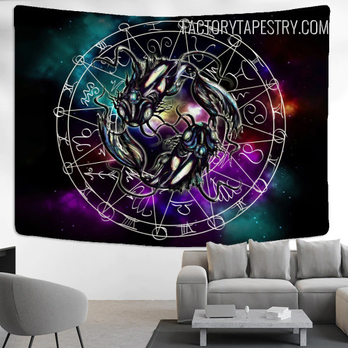 Pisces Astrology Zodiac Witchcraft Psychedelic Wall Art Tapestry for Room Decoration