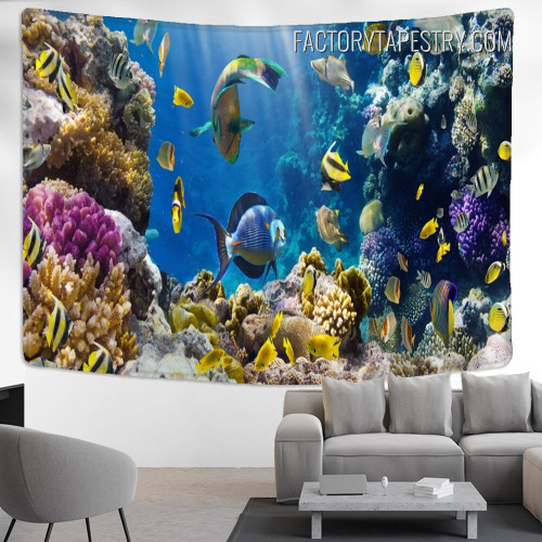 Oceanic Harmony Water Animal Seascape Modern Wall Hanging Tapestry for Living Room Decoration