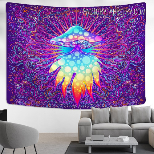 Incantation Mushroom Hippie Vector Illustration Psychedelic Wall Decor Tapestry for Living Room Decoration