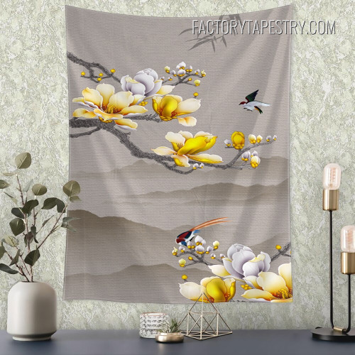 Floral Branches Japanese Style Retro Wall Hanging Tapestry for Bedroom Decoration