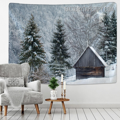Snow Forest Nature Landscape Modern Wall Hanging Tapestry for Bedroom Decoration