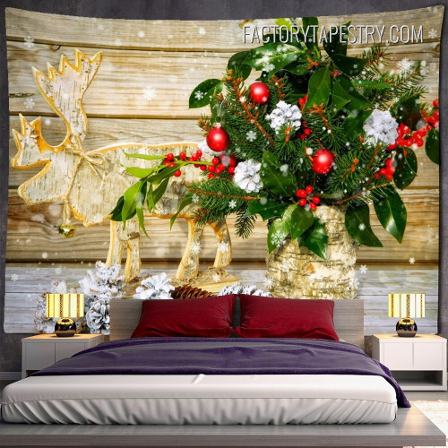Glittering Reindeer Christmas Decoration Modern Wall Hanging Tapestry for Bedroom Decoration
