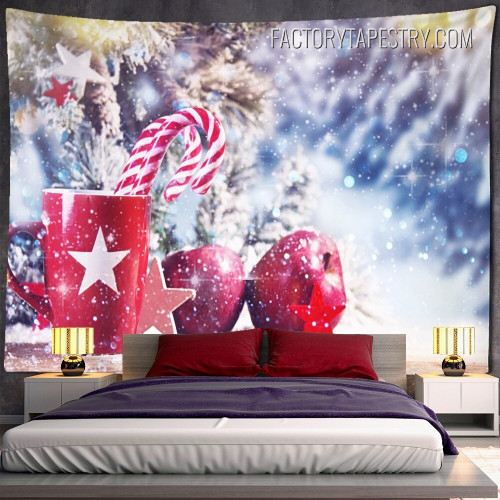 Candy Canes Christmas Occasion Modern Wall Hanging Tapestry for Bedroom Decoration